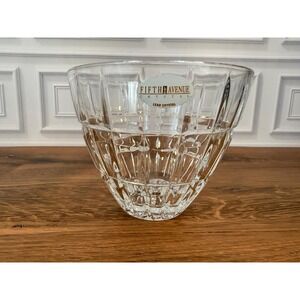 Vintage Fifth Avenue Ltd USA Lead Crystal Tall Bowl Vase Emerald Geometric